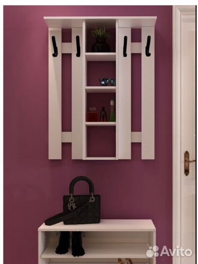 Вешалка настенная в прихожую с полками Ш 80