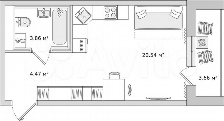Квартира-студия, 28,5 м², 17/21 эт.