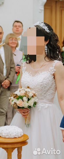 Свадебное платье,нарядное, выпускной, белое, кремо