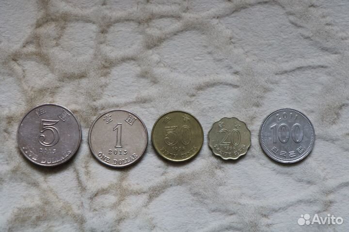 Монеты Гонконга и Южной Кореи
