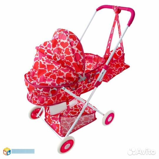 Коляска-люлька Сердца с корзиной и сумкой, металл