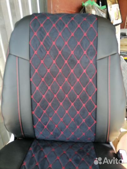 Чехлы на Гранту из алькантары в ромб