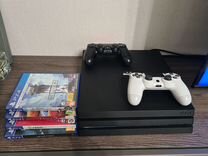 Sony Playstation 4 Pro 1 TB+ 4 диска и 2 геймпада