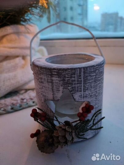 Подсвечник зимний новогодний