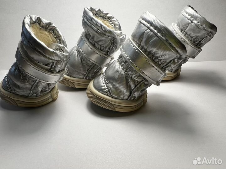 Ботинки-дутики для собак (2/М)серебряный (унисекс)