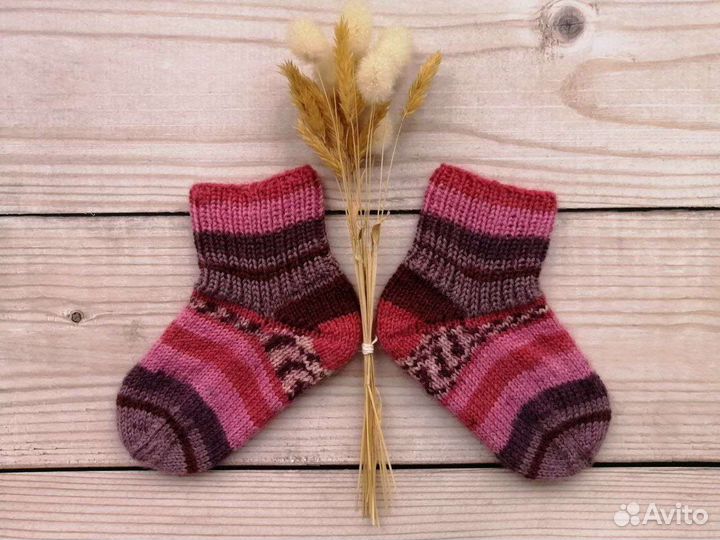 Носки вязанные детские, длина ступни 12см