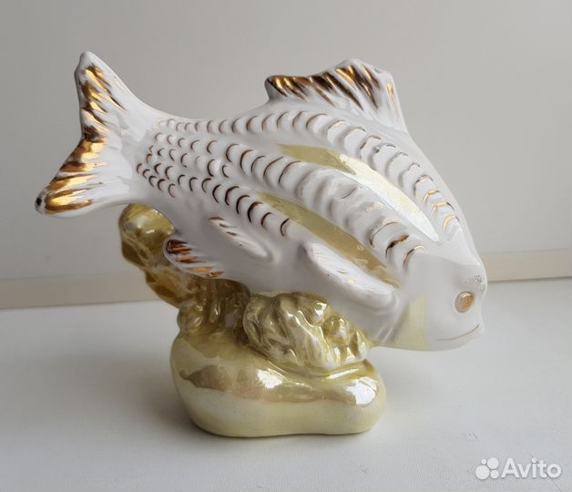 Статуэтка карась Дулево Фарфор СССР 1950-е г. люкс