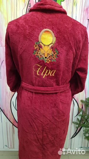 Махровый/велюровый халат с вышивкой именной