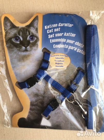 Шлейка с поводком для кошек 