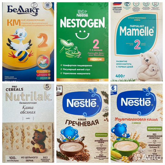 Беллакт кисломолочный 2 / каши Беллакт и Нестле