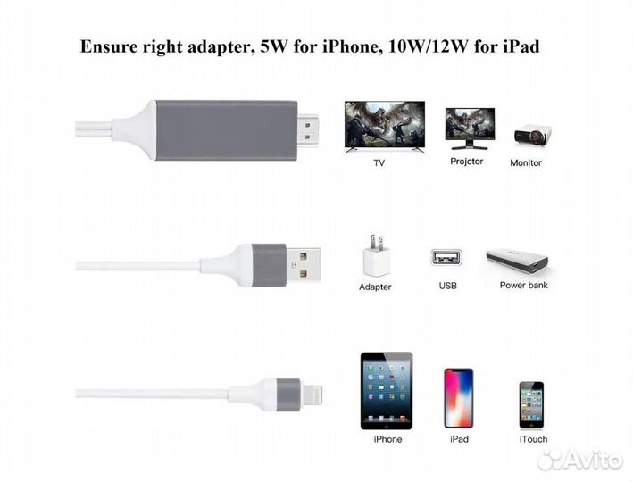 Кабель Аудио/Видео hdmi - lightning 2м