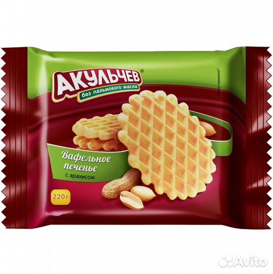 Вафельное печенье акульчев с арахисом 220г