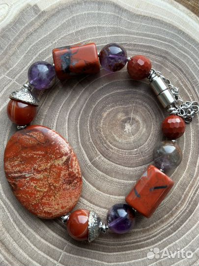Браслет из натуральной красной ящмы