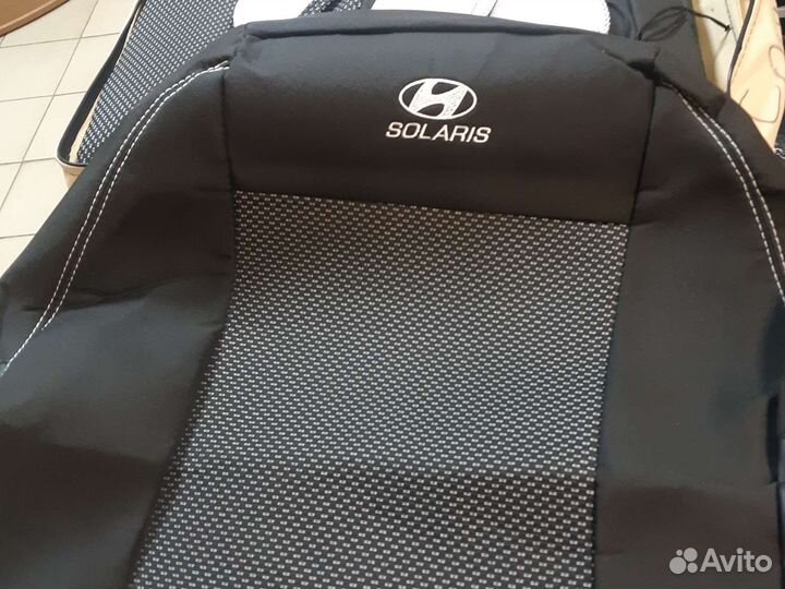 Чехлы hyundai Solaris с 2010 Жаккард+Экокожа