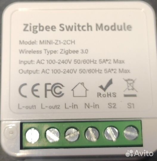 Zigbee реле 2 канала выключатель умный с нулем