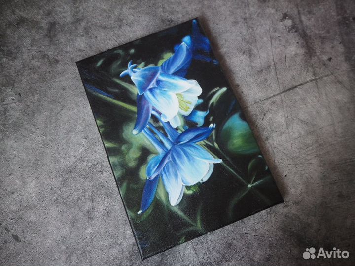 Картина маслом Голубой ангел цветы