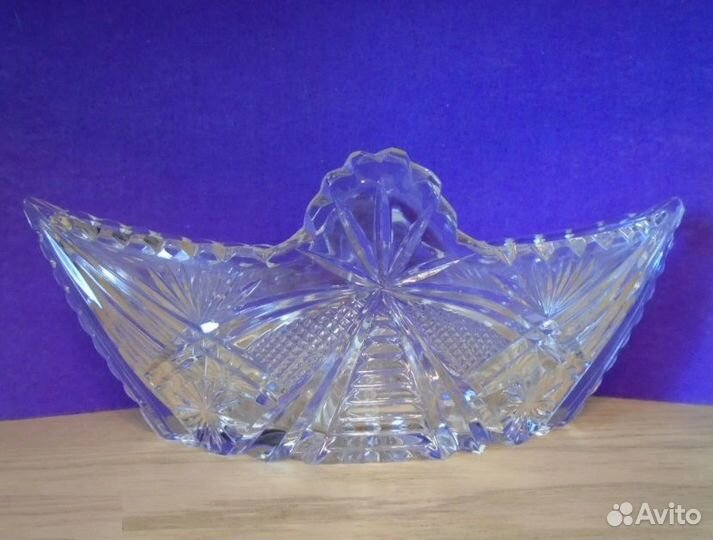 Хрусталь СССР. Салатница, конфетница Лодочка Ладья