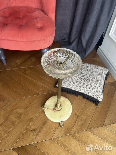 Пепельница антиквариат винтаж Бельгия Латунь Оникс