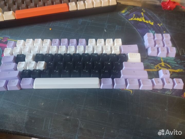 Кейкапы для клавиатуры Черно-бело-фиолетофые