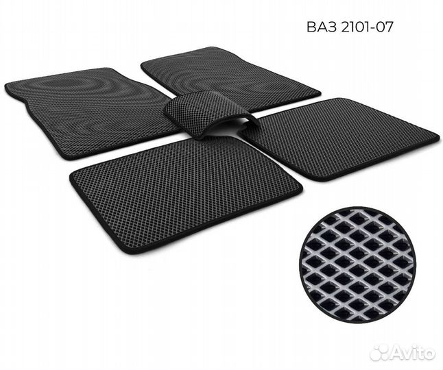 Eva коврики Классика (2101-2107) с чёрной строчкой