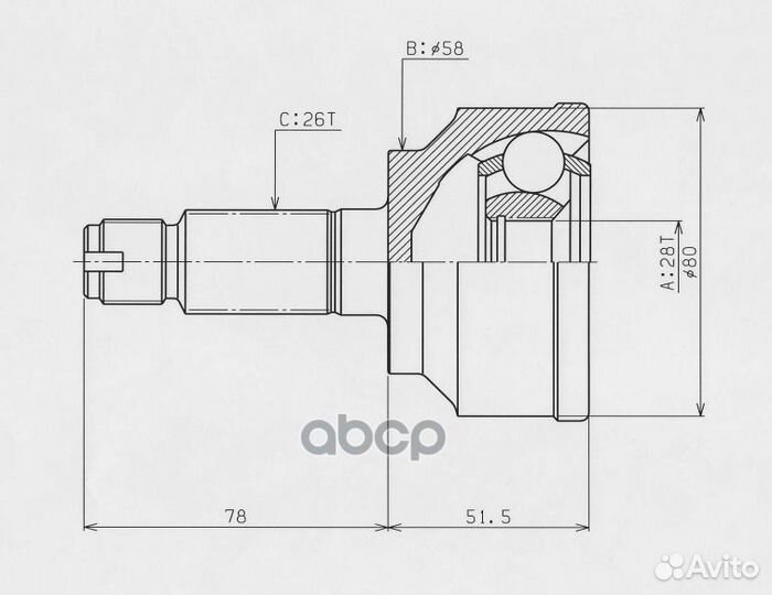Шрус наружный к-т (28x58x26) Honda Civic FD 200