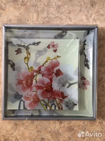 Блюдо сервировочное набор Орхидея и Летние цветы