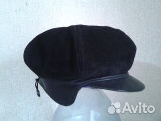 Кепка женская кожаная с ушками