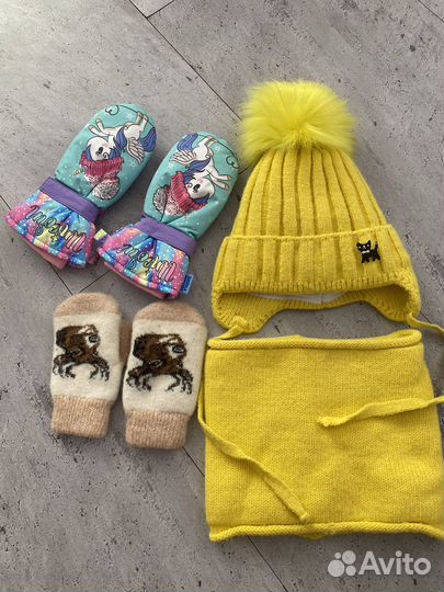 Шапка варежки краги