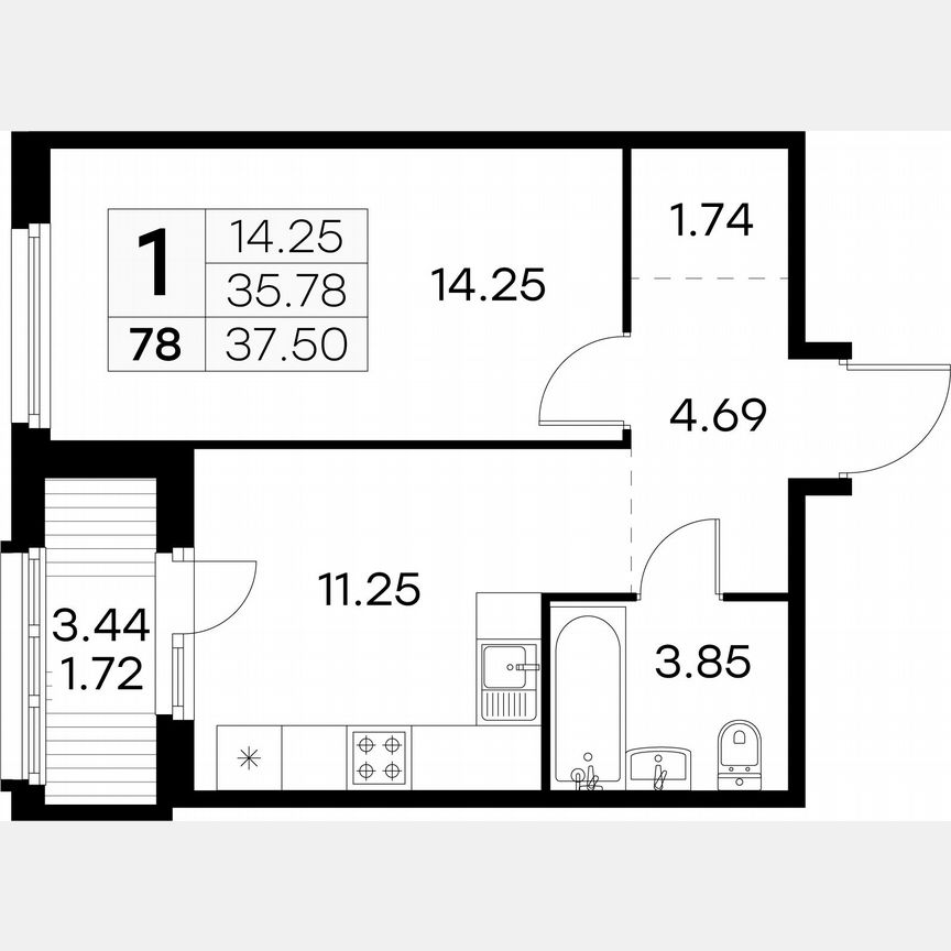 1-к. квартира, 37,5 м², 9/15 эт.