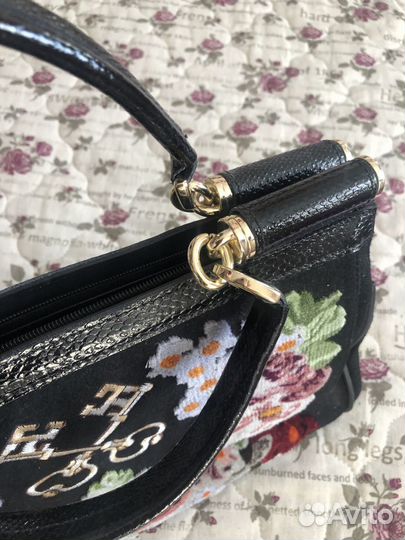 Сумка кожа+замша+вышивка