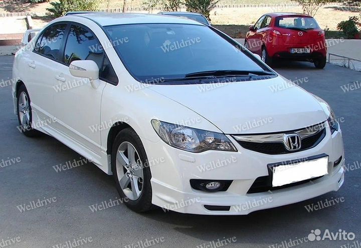 Накладка на бампер Honda Civic 4D рестайл Mugen