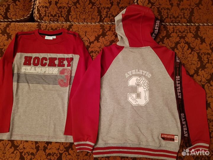 Новые бомбер +толстовка 134-140д/м