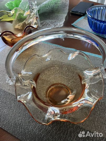 Вазочки конфетницы СССР медовый хрусталь