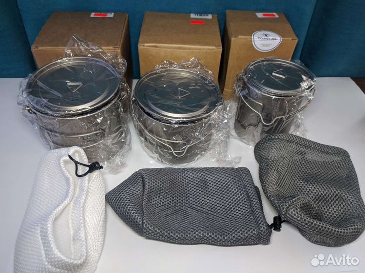 Титановая посуда кружка, котелок, миска, ложка