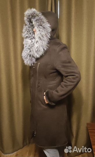 Дубленка женская искуственная, натуральный мех