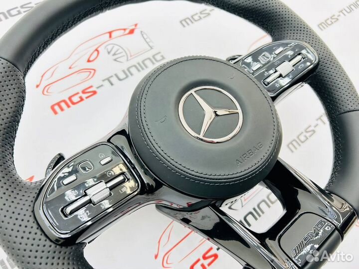 Руль Mercedes 63 AMG Черный с подушкой