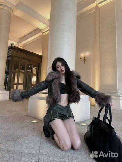 Куртка кожаная y2k Faur Fax