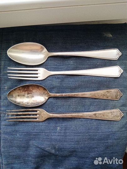 Две пары столовых посеребренных Германия трофеи с