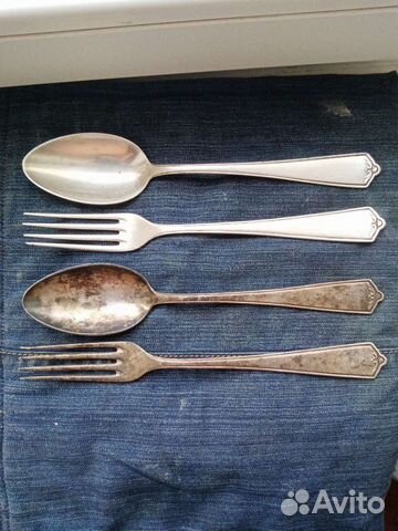 Две пары столовых посеребренных Германия трофеи с