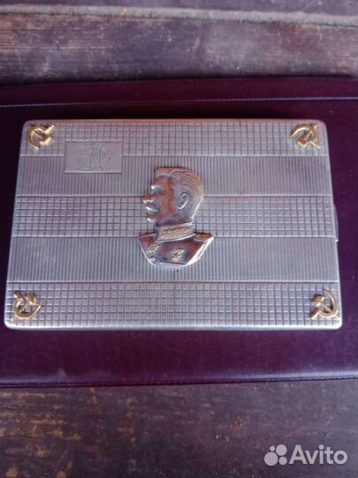 Портсигар с барельефом Сталина, серебро