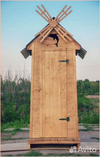 Дачный туалет деревянный прямоугольник QMU