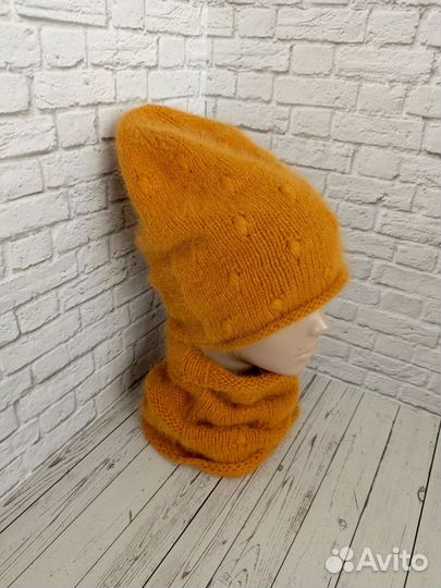 Шапка + снуд пух норки