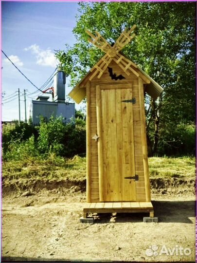 Дачный туалет деревянный прямоугольник AYJ