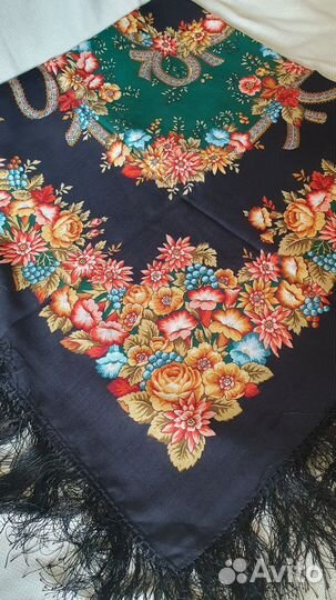 Павловопосадский платок, Рябиновые бусы, шерсть