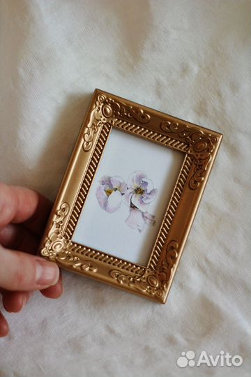 Интерьерная картина цветы золото ручная работа