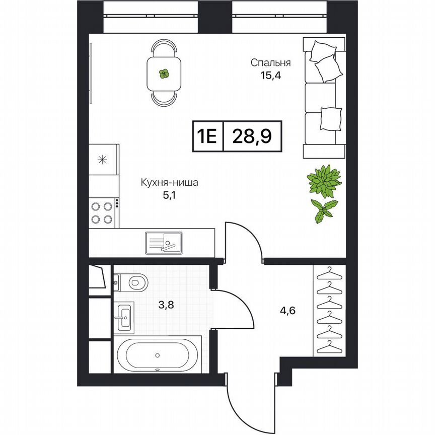 1-к. квартира, 28,9 м², 13/17 эт.