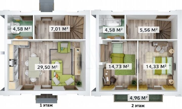 3-к. квартира, 84 м², 1/2 эт.