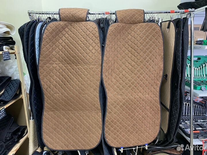 Накидки на сиденья алькантара коричневая