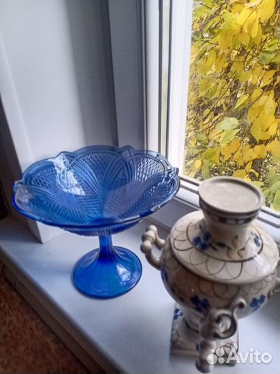 Ваза - фруктовница кобальт.Самовар керамика