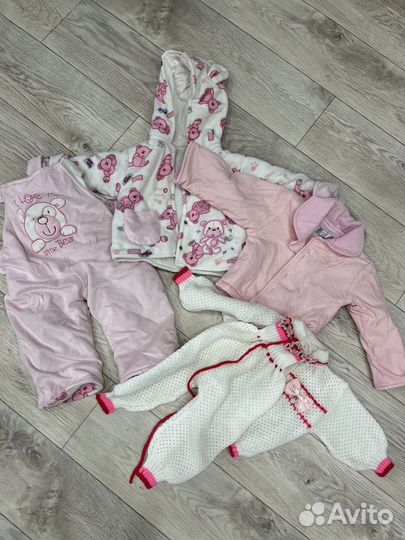 3 пакета одежды на девочку 74-80-86